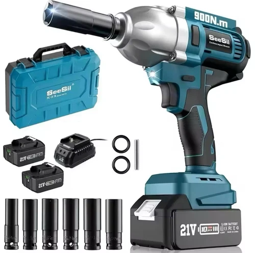 Seesii Cordless Impact Wrench 900Nm 1/2" Drive 4.0Ah Battery Power Tool Kit - Picture 1 of 6