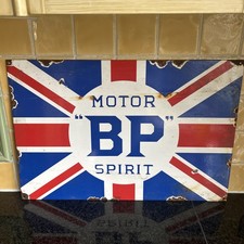 BP Motor Spirit Union Jack Enamel Advertising Sign Lovely
