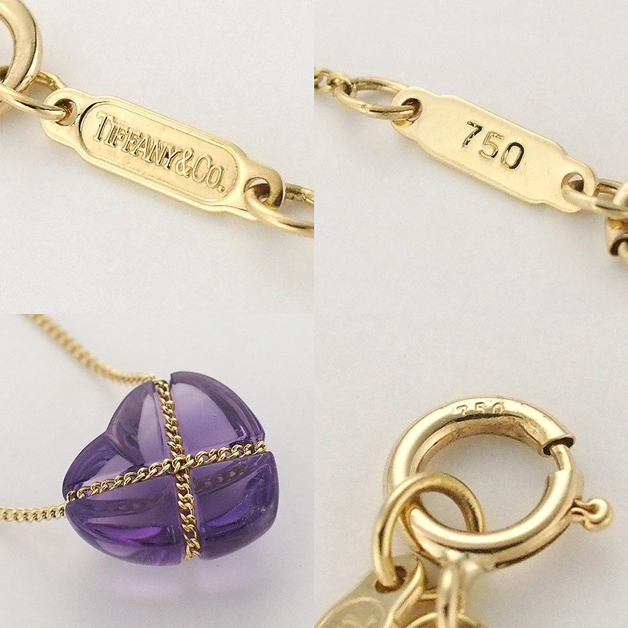 Collar Tiffany & Co. Corazón Cruz Amatista Oro Amarillo 18K 750 Casi Sin Usar Foto 4 de 4
