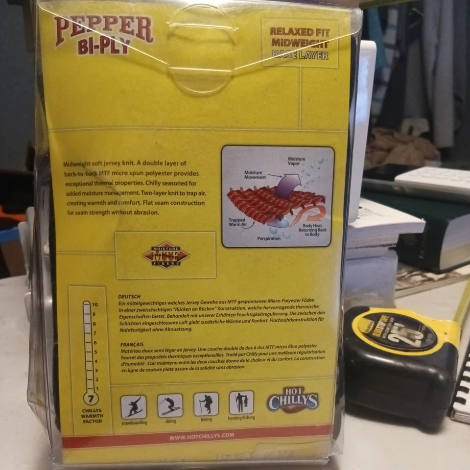 Hot Chillys Men's Pepper Bi-ply Base Layer Bottom XLG Black ski winter pants - Image 2 of 2