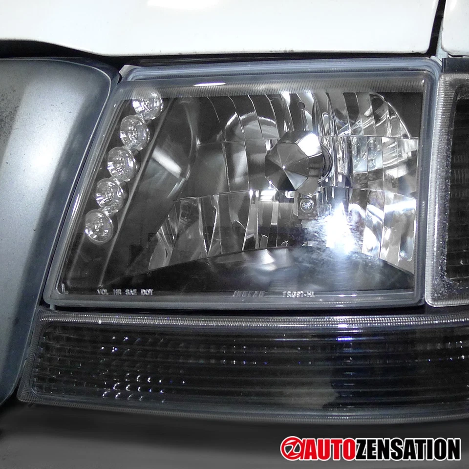 LED Strip Headlights Fit 1998 1999 2000 Ford Ranger Black Head Lamps Left+Right Foto 2 de 4