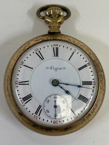 Antique ELGIN 17 Jewels Gold Filled Pocket Watch Pre-Owned Runs - 35#134