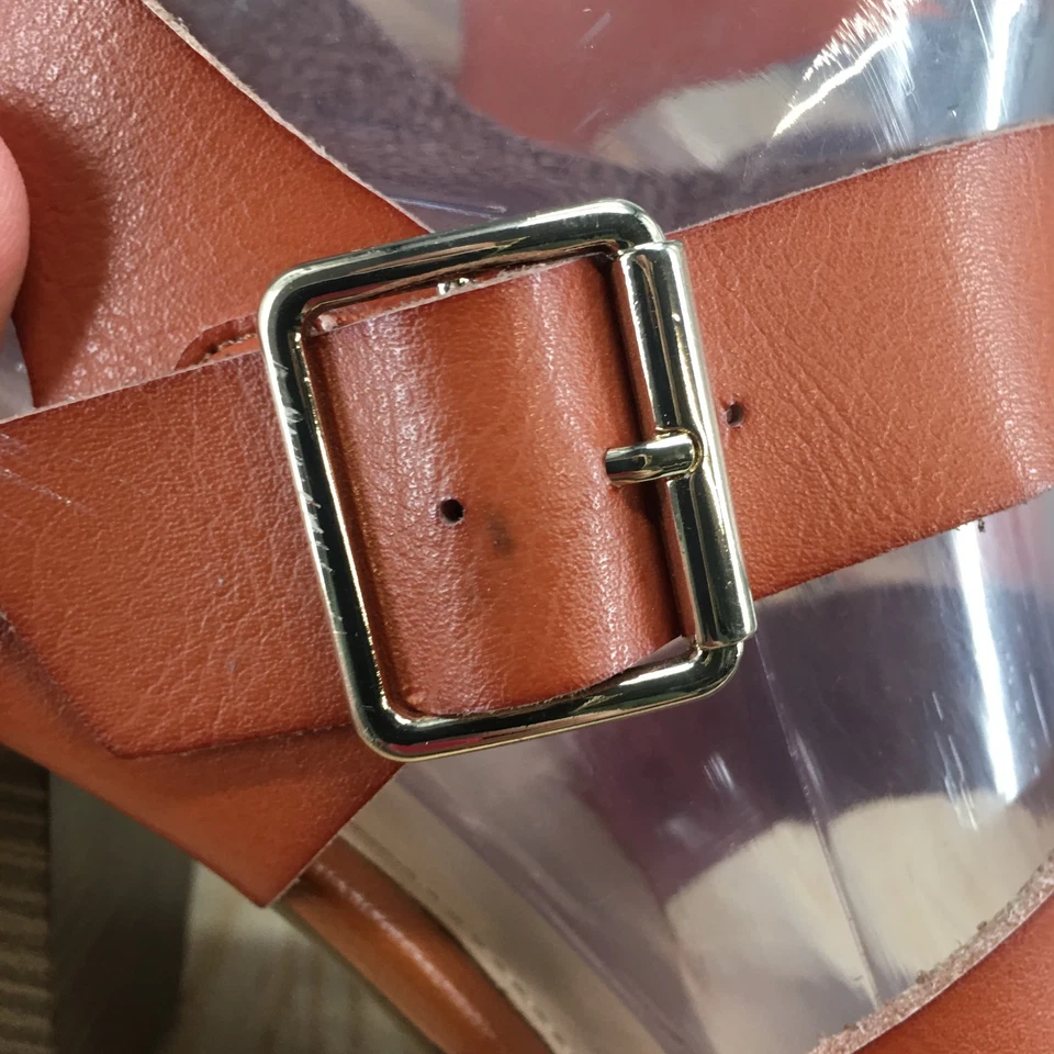 Old Navy Sandals Womens 9 Ankle Strap Brown Buckle Open Toe Casual Block Heels - Image 4 of 4