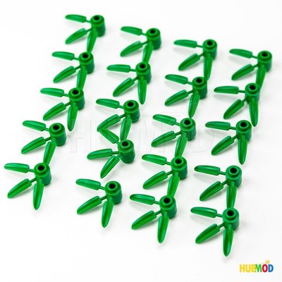 Lot of 20 Genuine LEGO Green 30176 Plant Round-1X1 with 3 Bamboo Leaves Foliage