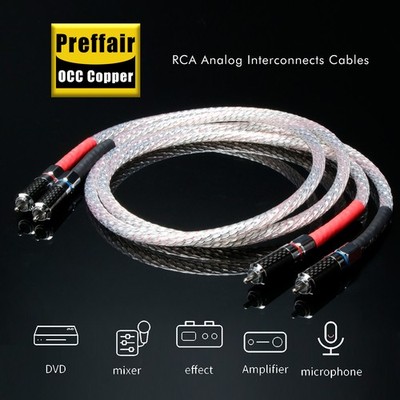 Preffair OCC Copper Silver Plated RCA Cable HiFi 2RCA to 2RCA Audio cable