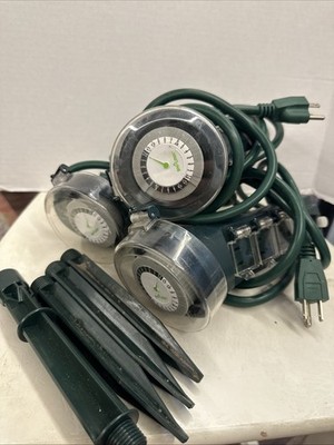 BN-LINK 24H Outdoor Yard Stake Mechanical Timer Auto ON-OFF-ON 6 Outlet LOT OF 3