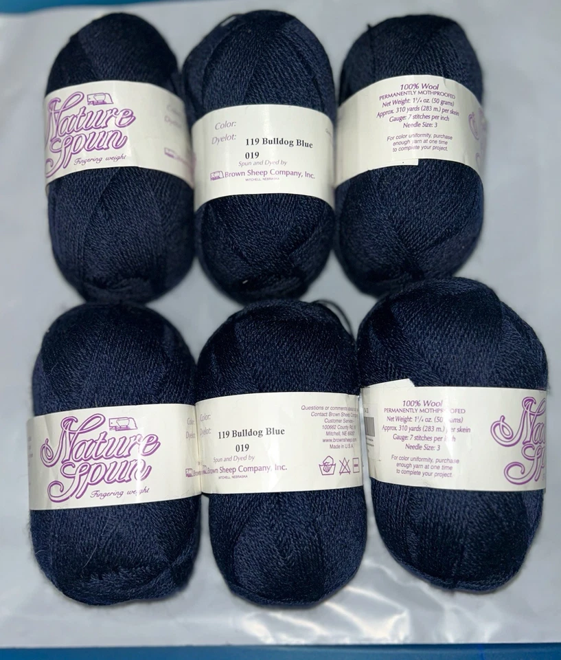 Natur gesponnenes Garn von braunen Schafen, Fingergewicht, 6 Knäuel Posten