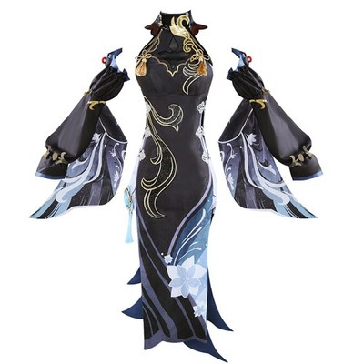 Shenhe Cosplay Shenhe Costume Black Dress New Outfit Frostflower Dew for Wome...
