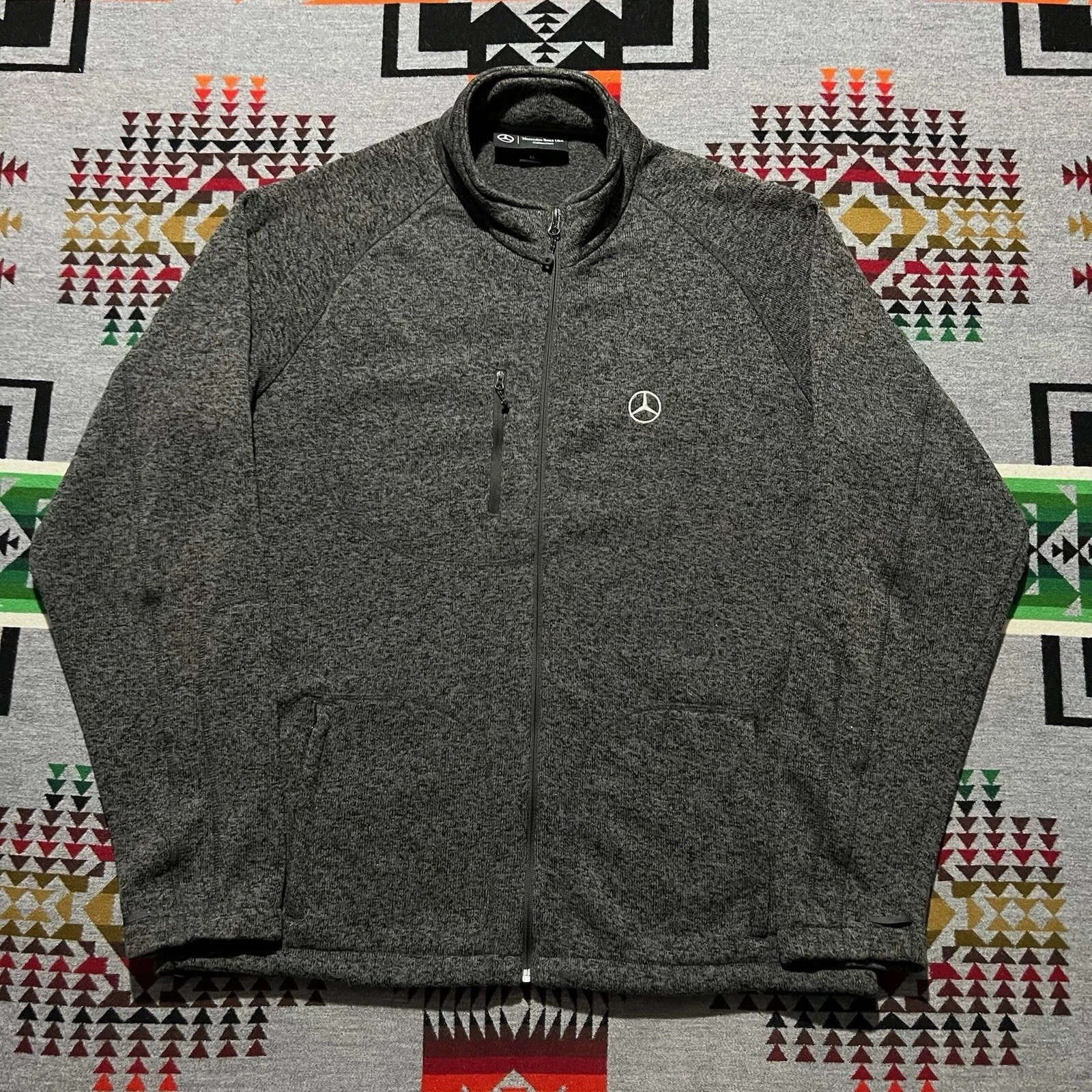 Mercedes-Benz Racing Fleece Jacket Mens XL Gray Embroidered Logo Full Zip R1 - product detail image 1