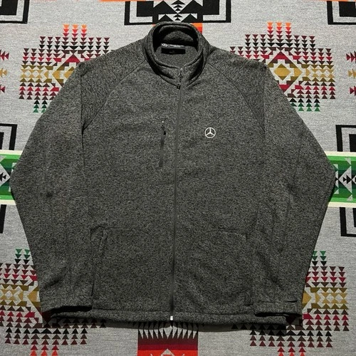 Mercedes-Benz Racing Fleece Jacket Mens XL Gray Embroidered Logo Full Zip R1 - product listing photo
