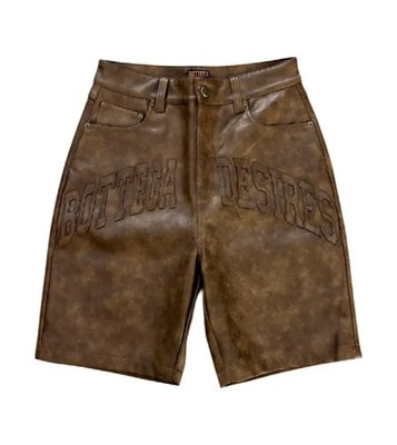 Bottega Desires Brown Leather Style Shorts | Brand New