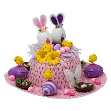 Girls Ready Made Decorated Easter Hat Bonnet - Bunny Nest