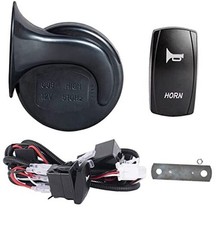 12V Universal UTV Horn Kit with Blue Rocker Switch Compatible with Polaris