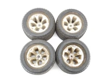 4x Vintage Proline Bow-Tie #1079 1/8 Mosnter Truck Tires on 14mm hex Wheels Sava