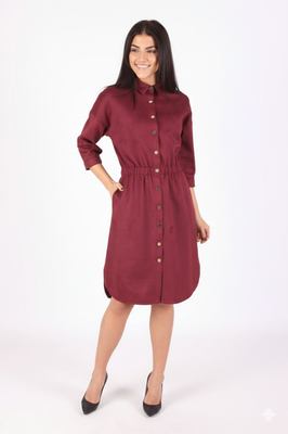 burgundy shirt dress midi Mint Velvet Women's Linen Midi Shirt Dress - Red - Size 2