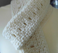 SCIARPA SKINNY OCCHIELLO FUORI CENTRO - AVORIO (2) - 3,25x80 pollici - ACRILICO SETOSO