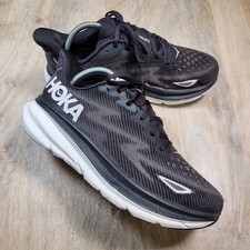 Hoka One One Women's Clifton 9 1127896 BWHT Black Running Shoes Sneakers Sz 10 B
