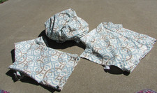 4 Piece QUEEEN Microfiber Blue Brown Polyester Sheet Set Pillowcases Flat Fitted