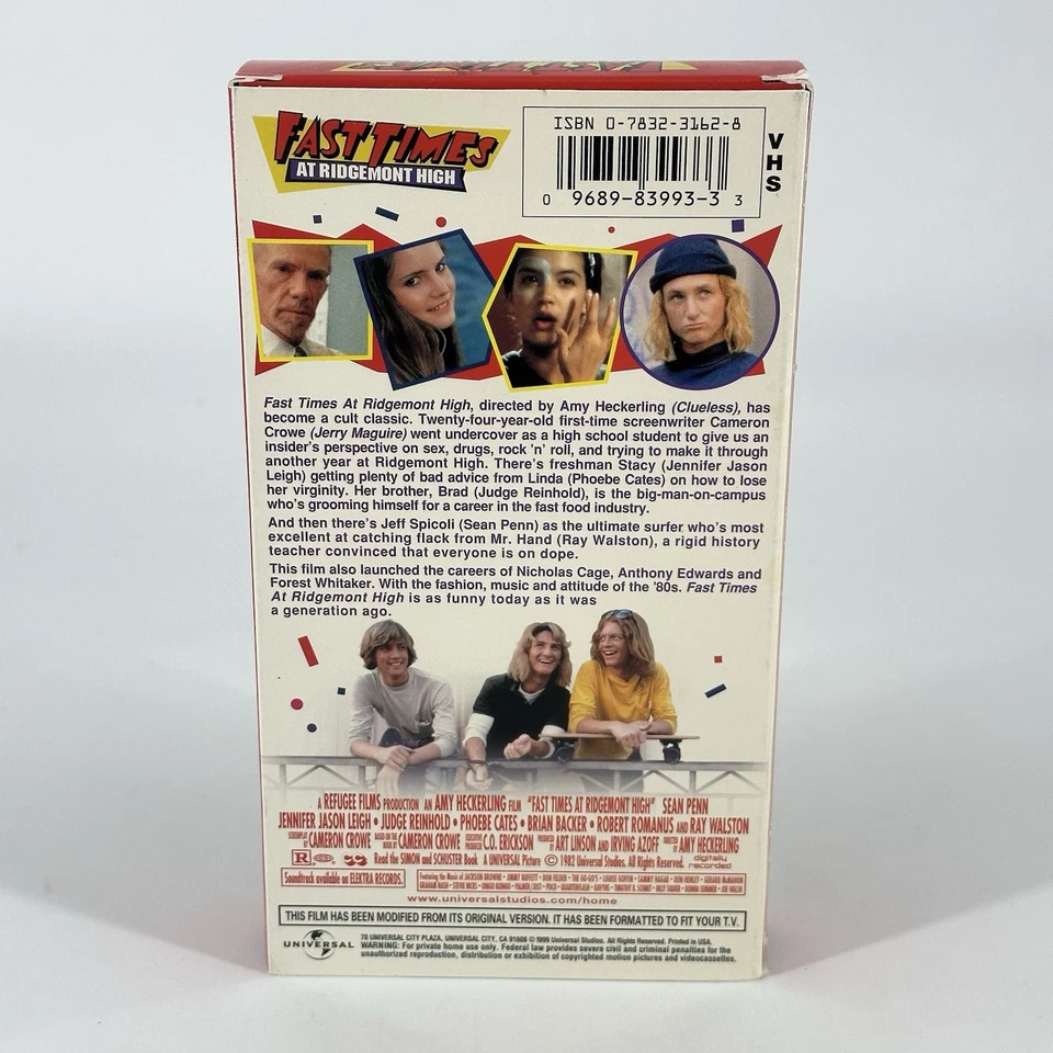 Видеокассеты Fast Times at Ridgemont с высоким рукавом отличное состояние товара - бесплатная доставка - Изображение 2 из 4