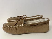 Minnetonka Suede Trapper Moccasins Slipper Cinnamon Shearling Men  s 11 NWOT