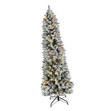 KFFKFF 6ft Prelit Flocked Artificial Christmas Tree with 240 Multicolor LED Ligh