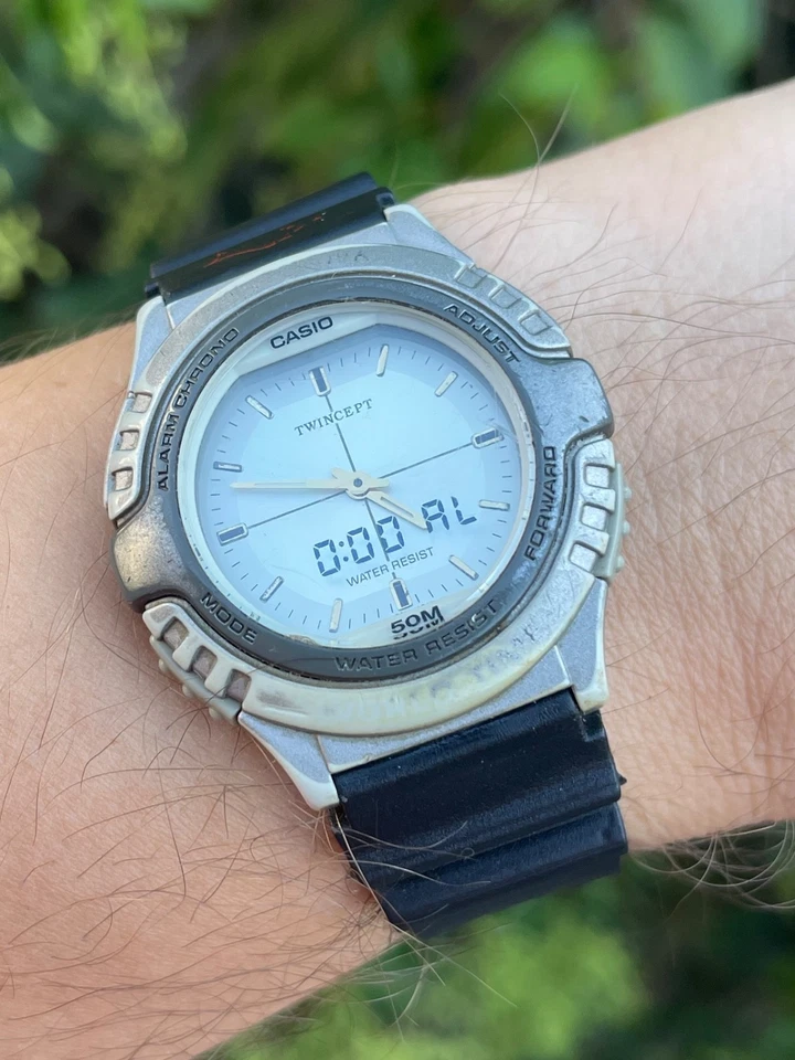 Vintage Casio Twincept Abx-22 1349 Data Bank World Time Ana-digi Watch working - Image 2 of 4