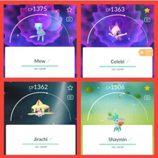 Rare ALL 4 Shiny Mew Celebi Jirachi Shaymin |Custom OT| Pokémon Go Home Transfer