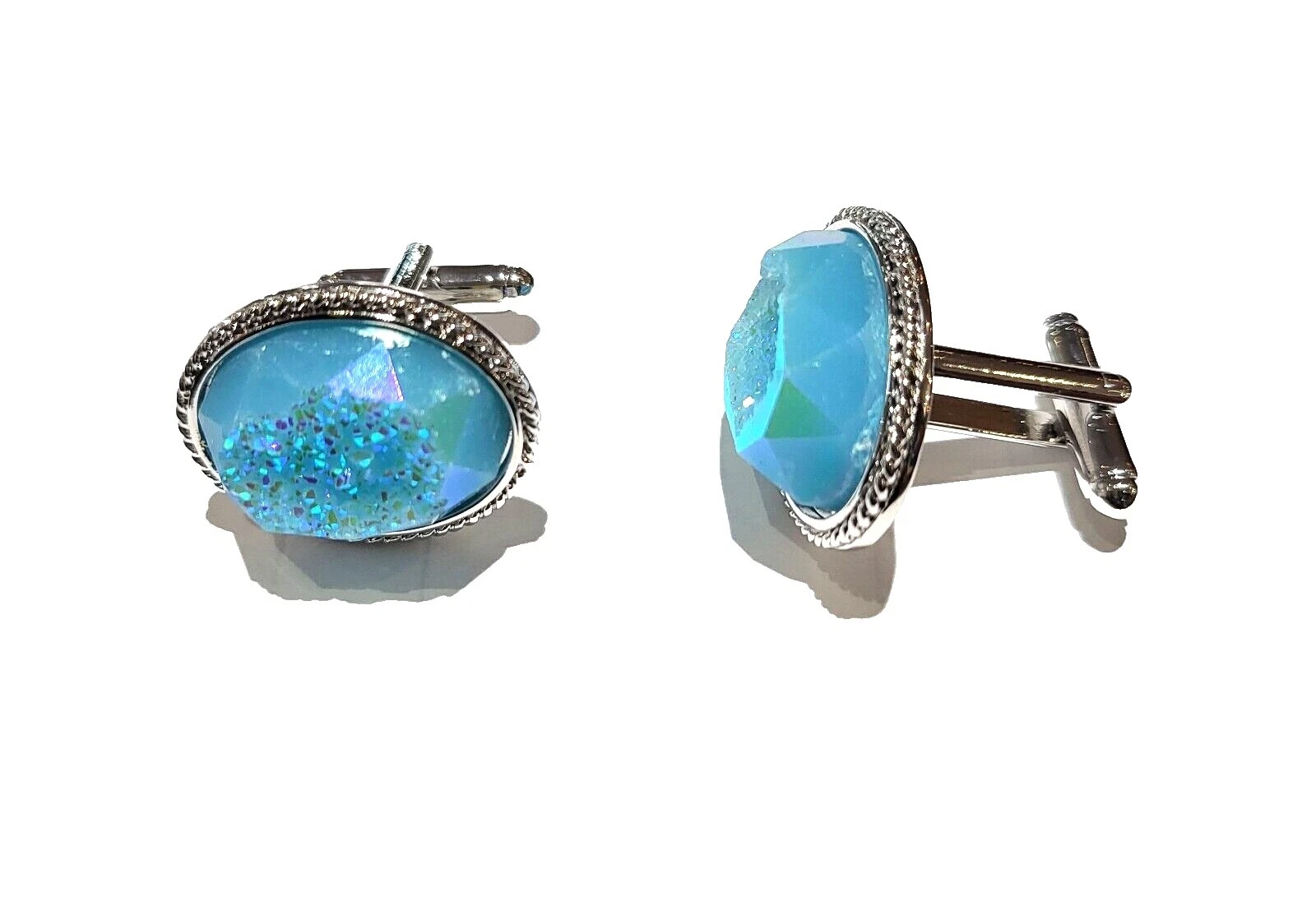 Стеклянные мужские запонки без камня