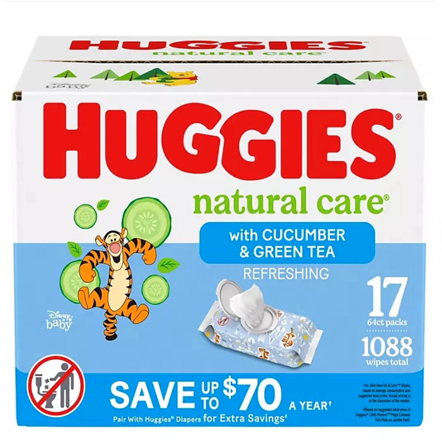 Huggies Natural Care Baby Wipes, Cucumber and Green Tea, 17 pk., 1088 Wipes
Opens in a new window or