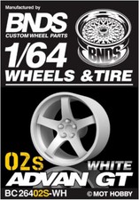 1/64 Plastic WHEELS RIMS TIRES SET For Diecast Models -ADVAN GT-02S -WHITE-