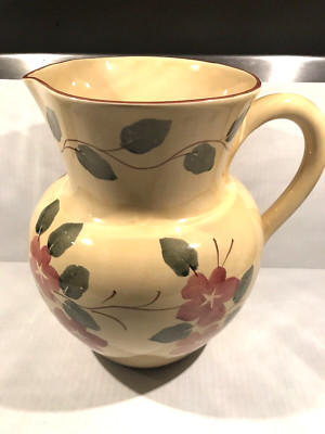 Sole Di Toscana Hand Painted In Italy Ceramiche Toscana Pitcher Floral & Leaves