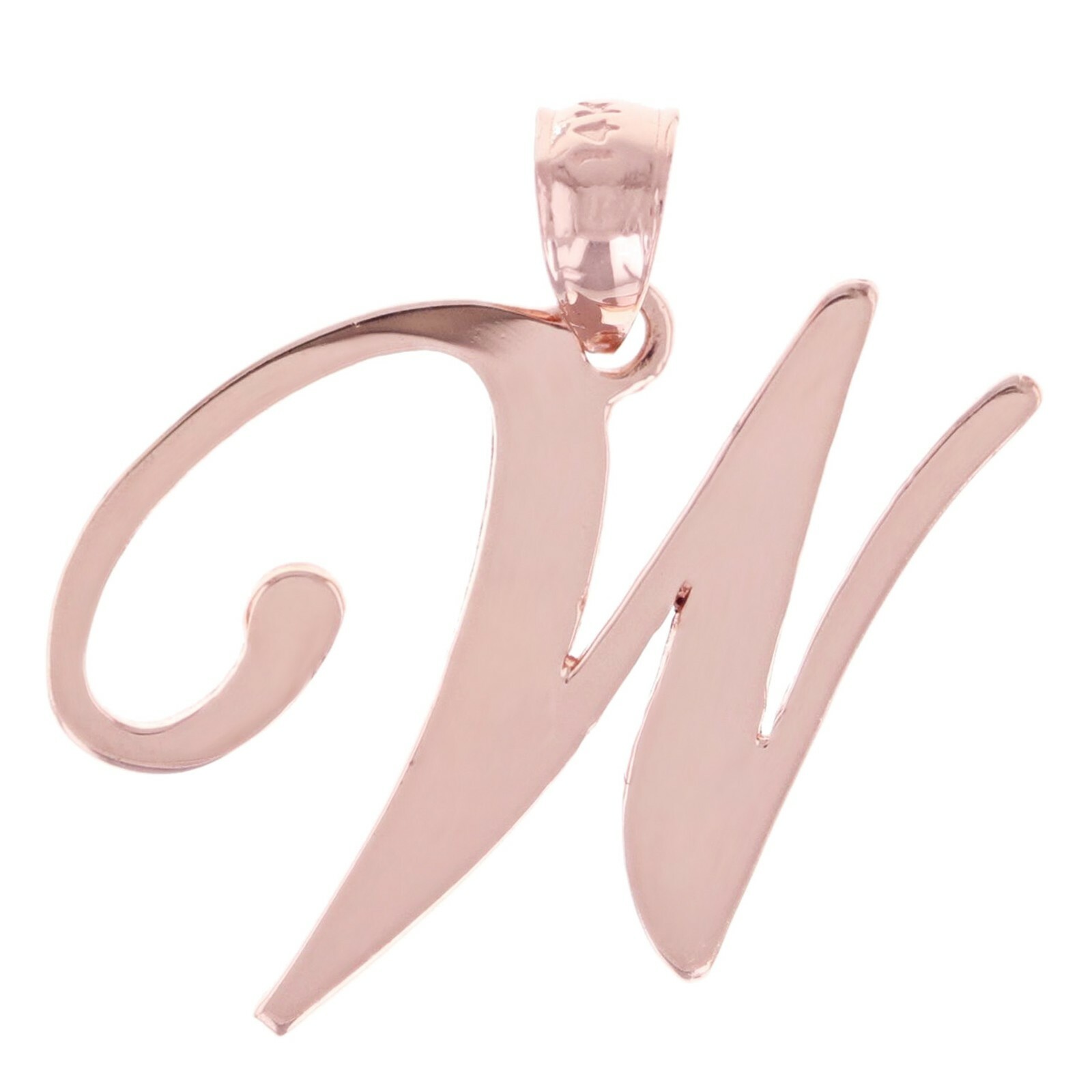 14k Yellow White or Rose Gold Initial Letter W Alphabet A-Z Charm Pendant