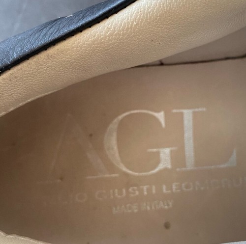 AGL ATTILIO GIUSTI LEOMBRUNI Sneaker 6 6.5 Pearl Studded Heel Black Leather 36.5 - Picture 9 of 14