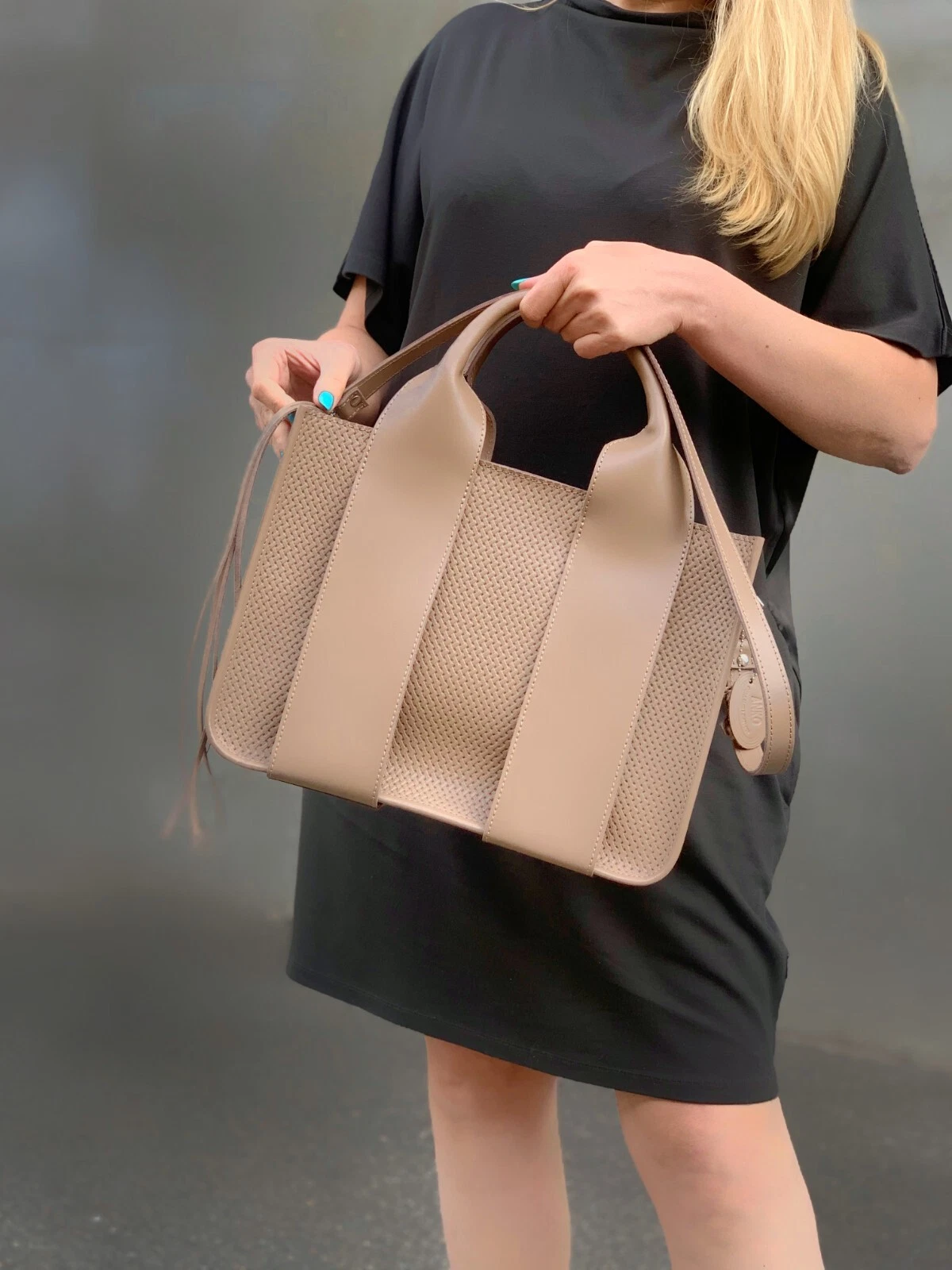 COACH Borsa a mano donna in pelle intrecciata borsa a tracolla da donna avorio tote bag goffrata