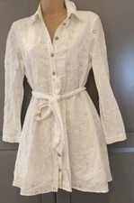 Zara White Cutwork Embroidery Mini Dress Size M