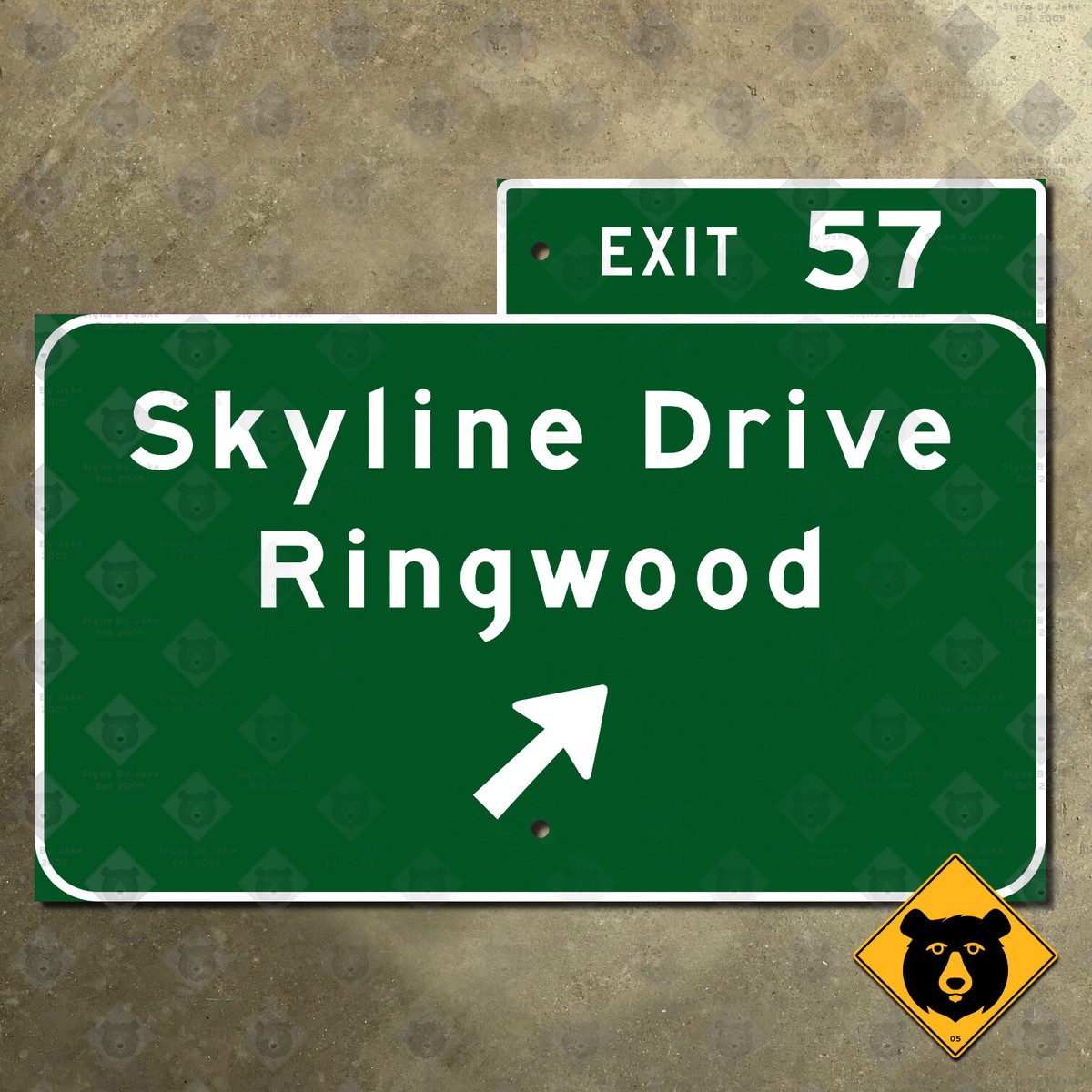New Jersey Skyline Drive Ringwood exit 57 highway road sign
