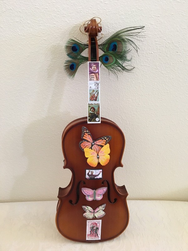 Real Violin Ametto Original Mixed Media Wall Art  "A Night at the Opera" Decor