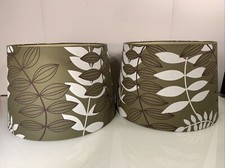 2-Tropical Lamp Shade Bamboo Palm Tree Leaves Hawaii Botanical 10.75  Tall