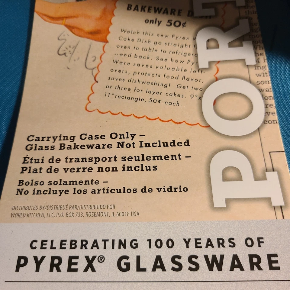 Pyrex Portables 13x9 3 Qt Pocket Insulated Carrying Bag Special Edition 100th  - Image 4 of 4