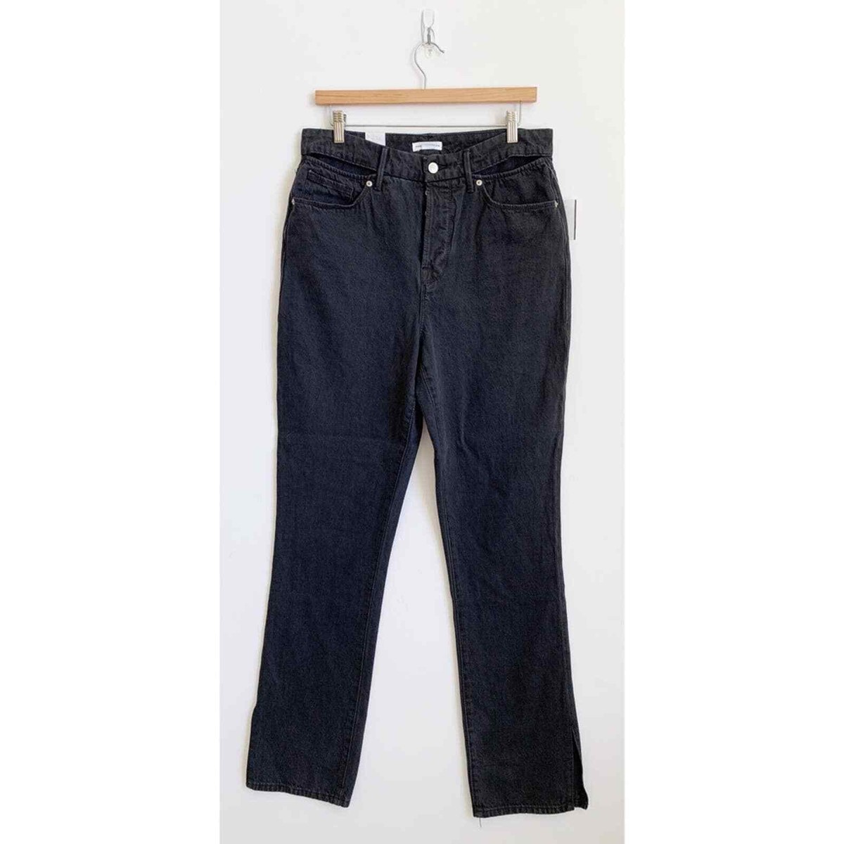 Good American Good Boy Cutout Bootcut Jeans Button Fly High Rise