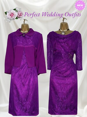 LIBRA Size 14 BNWT Berry Purple Lace Mother Of The Bride Outfit