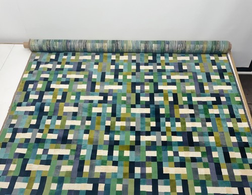 KRAVET COUTURE ABSTRACT MOMENT PEACOCK GEO VELVET EXCLUSIVE FABRIC 1.7 YARD 50"W - Picture 2 of 6