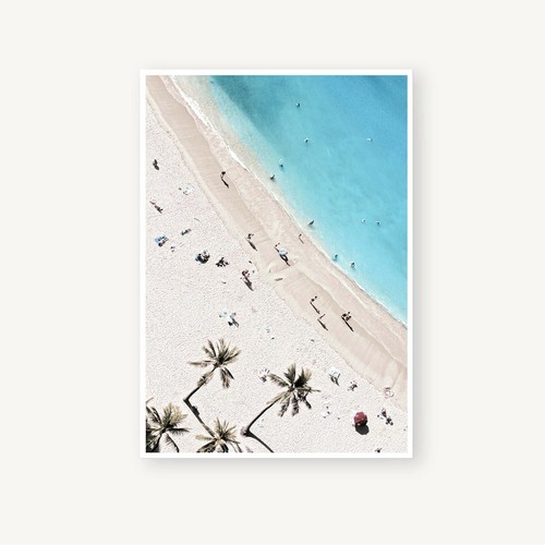 Set of 6 Beach & Ocean Waves Palm Trees Kombi Van Matching Wall Art Print. - Picture 8 of 9