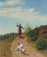 high quality oil painting handpainted on canvas "Bringing home the flock"