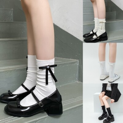 Crew Socks Loose Socks Ballet Style Cotton Ankle Socks Boot Socks for  Womens UK