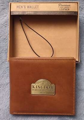 Men's Christian Tan Seek First Kingdom Mt. 6:33 REAL Leather RFID Bifold Wallet
