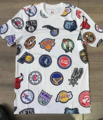 Men's Basketball Sports Multiple Teams Logo Jerseys White Size Large