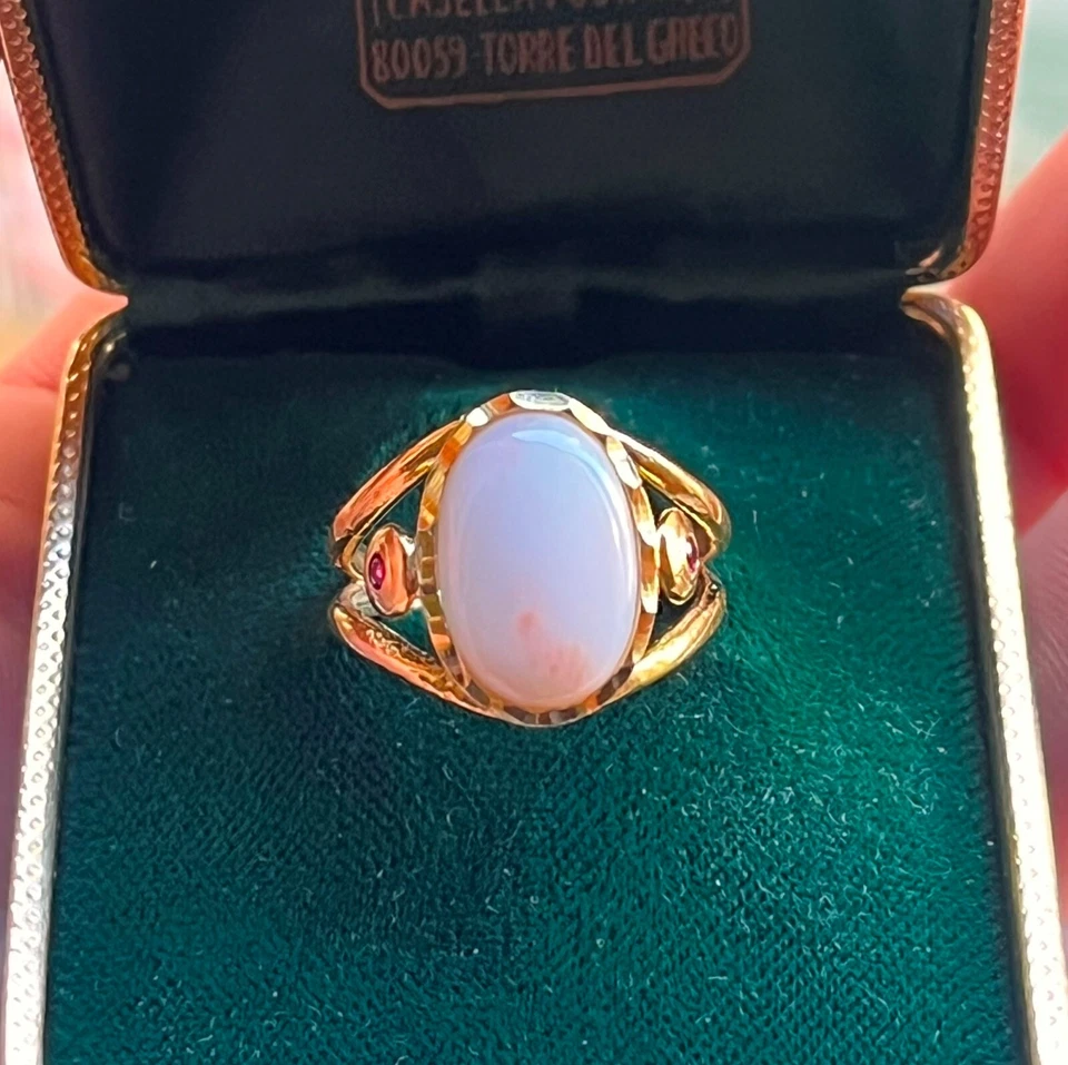 Anillo genuino rosa coral salmón rosa hecho en italia regalo para su novia mujer Foto 2 de 4