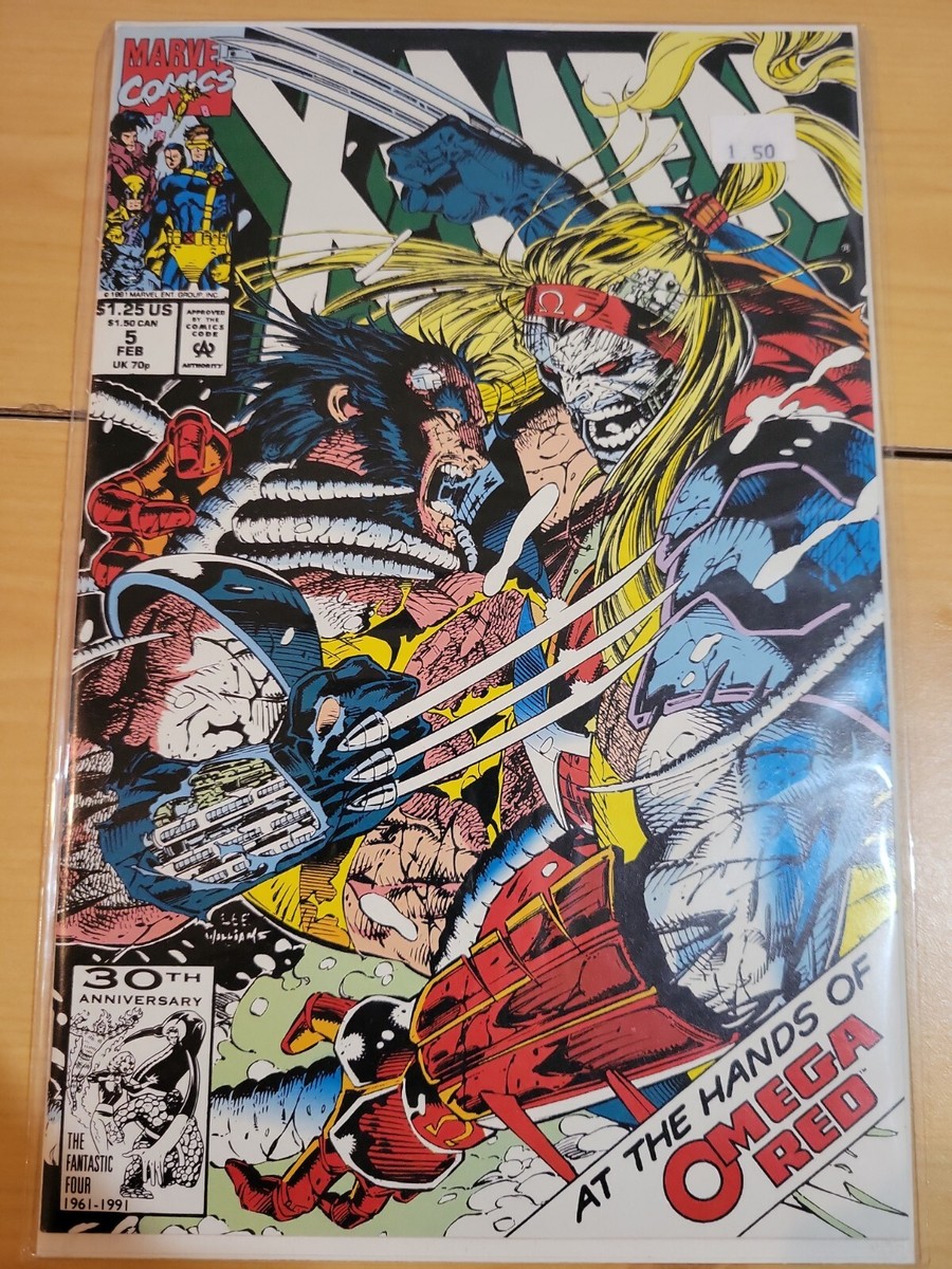 X-Men #5 FEB 1991 MARVEL COMIC AT THE HANDS OF OMEGA RED JIM LEE