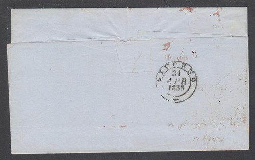 Italy, 1855 Stampless GENOVA-LIVORNO by Santa Maria & Lertora Forwarding Agent - Picture 3 of 4